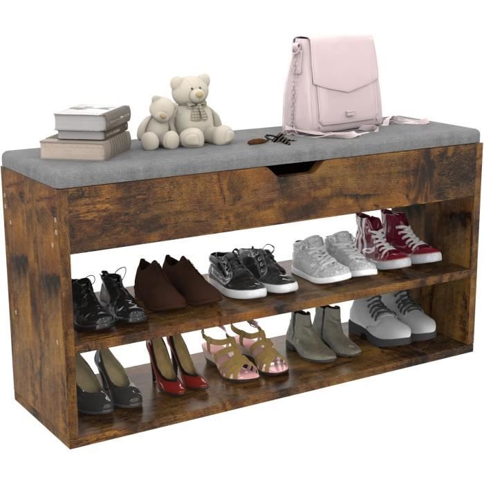 Banc Chaussures Avec Rangement, Etagere Chaussure À 2 Niveaux, Banc De