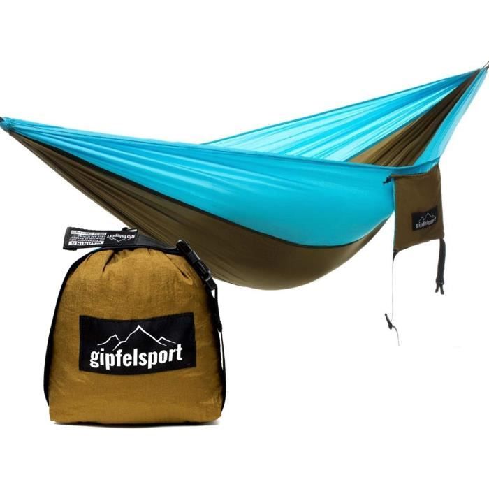 Hamac Nomad XL Ultraléger En Soie De Parachute - Multicolore (rouge/jaune) - Avec Cordes Et Crochets - Neuf