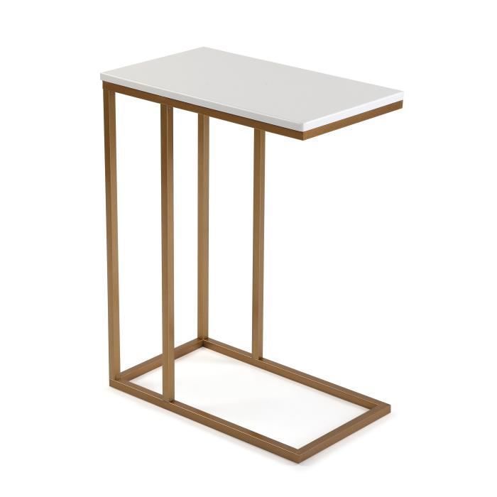 table d'appoint padua - bois et métal - or et blanc - versa