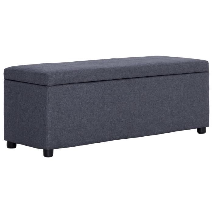 "top" banc coffre jili - design relax - banc salon avec compartiment de rangement 116 cm gris foncé polyester,10,85 kg