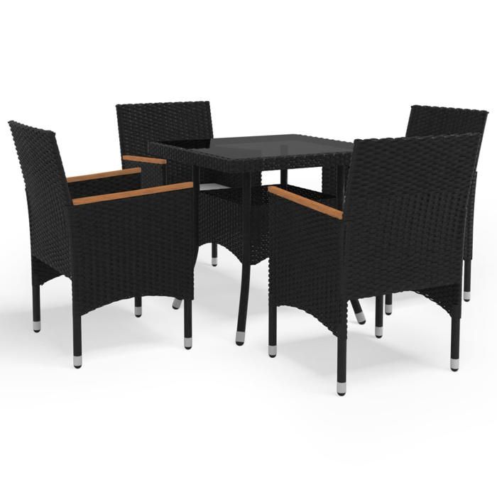 vidaXL Acacia Ensemble à Dîner de Jardin 5 pcs Salon de Jardin Mobilier de Salle à Manger dExtérieur Arrière-cour Noir 3058324