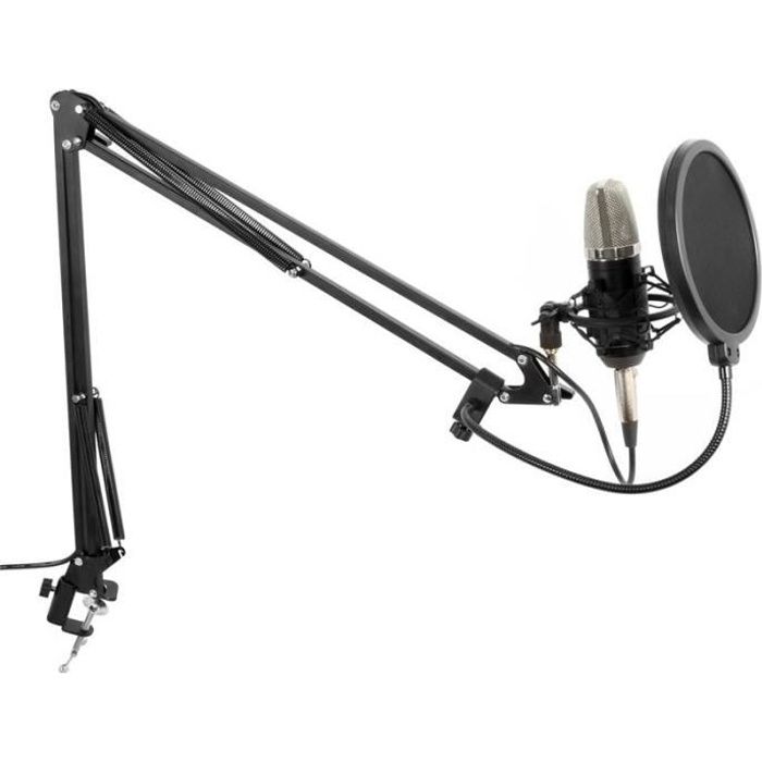 Microphone de studio - VONYX - CMS400 - Argenté - Condensateur - Bras réglable et filtre anti-pop