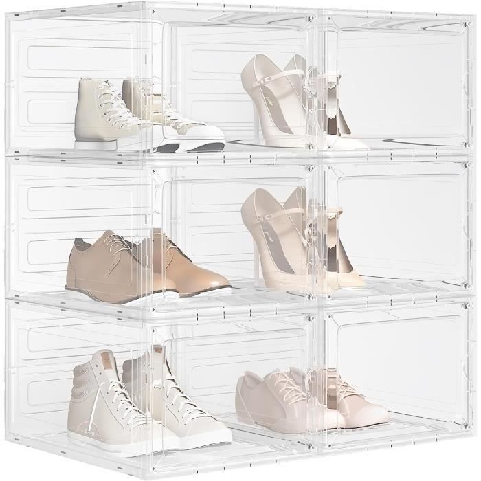 Lot De 6 Boîtes à Chaussures Transparentes Avec Porte - Empilables, Fermeture Magnétique - Rangement Placard Pointure 46 - 2