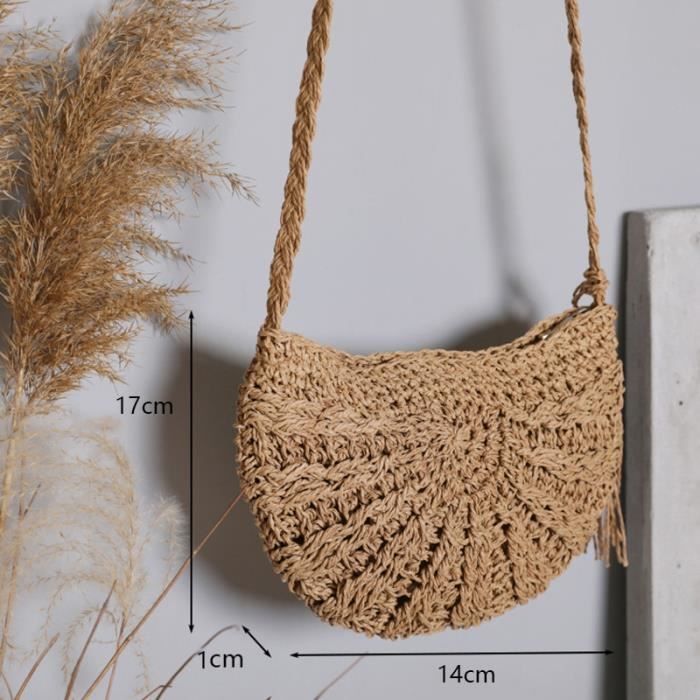 Panier de rangement en osier,e-khaki-as picture--Sac ?� main en rotin tiss?� pour femmes, demi 