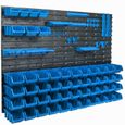 51 Boîtes Étagère murale système de rangement 115x78cm Porte-outils bacs de rangement façade ouverte bacs a bec bleus-1