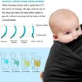 Écharpe de Portage Porte-Bébé Multifonctionnel Pour Nouveau-nés et Bébés Coton Elastique Sans Nœud Jusqu'à 15kg - Noir-1