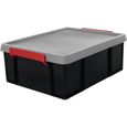 IRIS OHYAMA Boîte de rangement empilable avec couvercle - Multi Box - MBX-18 - Plastique - Noir, rouge et transparent - 18 L-1