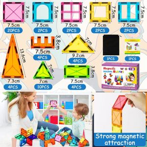 Uiczdry 128 Blocs Magnétiques - Jeu Construction Montessori - STEM Creative Pour Enfants 3 Ans Et Plus - 10 Couleurs