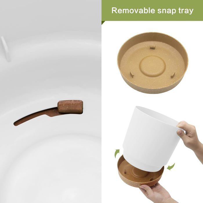 Set of 2 Plant Pots, Plant Pots with Drainage Holes and Removable Base ...