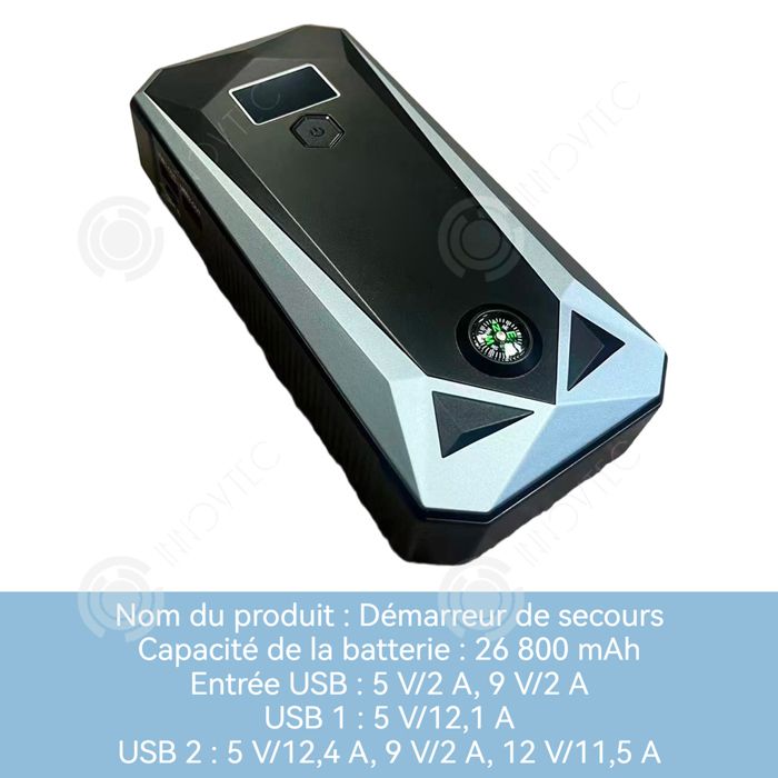YaberAuto Booster Démarrage Voiture 3000A + Compresseur 150 PSI – Démarreur Urgence 12V Puissant