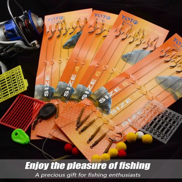 Lot De 30 Bas De Ligne Pour Pêche à La Carpe - Avec Hameçons Sans Ardillon Taille 6/8/10, Tresse 5.4 Kg | Pour Appâts De 14 à 16 Mm - 11