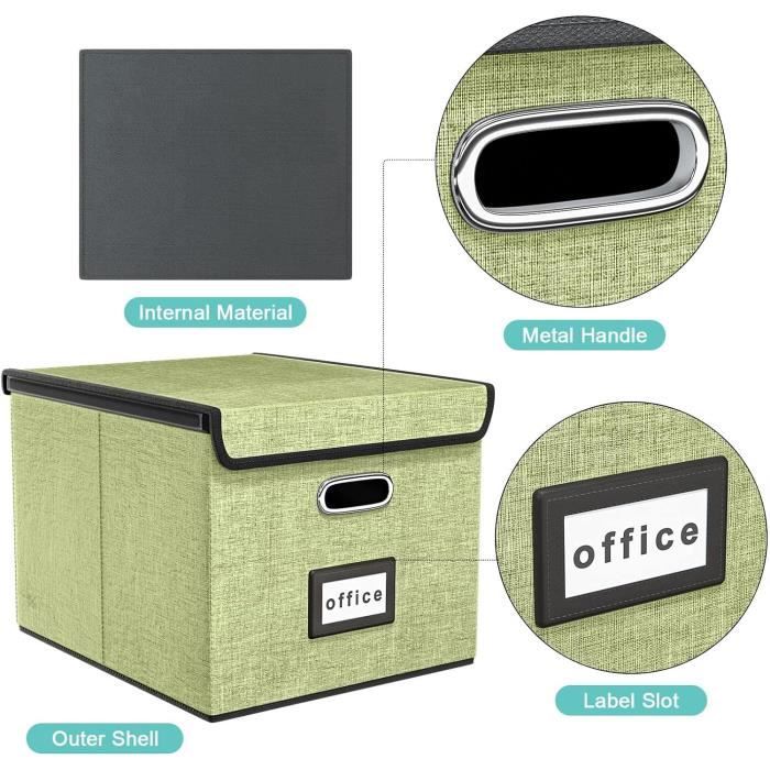 Boîte De Rangement Suspendue Umtiti Pour Dossiers - Design élégant Aspect Lin Noir - Organisation Bureau Et Maison