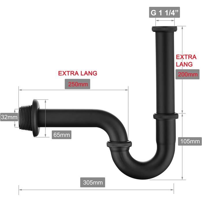 Siphon de lavabo universel en laiton siphon d'évier ajustable en hauteur et  profondeur, tuyaux acier inoxydable chrome