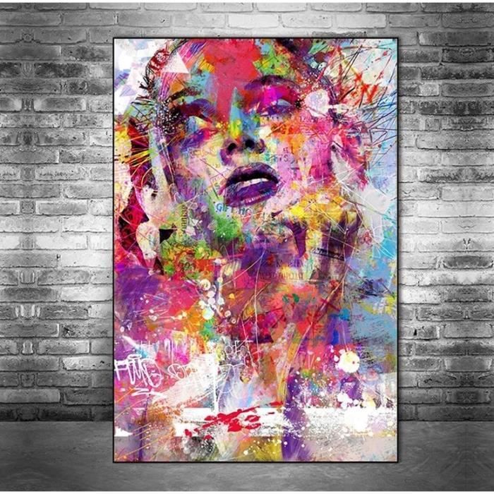 Tableaux Abstraits Femme Visage Street Art Peinture sur Toile Affiches et  Impressions Art Mural pour Salon Décor 60x90cm sans cadre - Cdiscount Maison