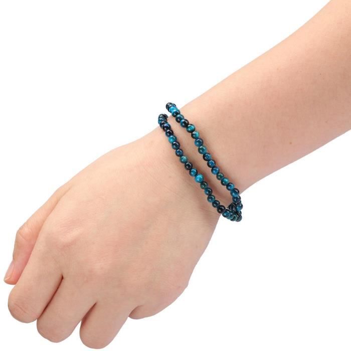 Boucles D'oreilles Pendantes Perles œil De Tigre Bleu Avec 3 Anneaux - Neuf Sans Emballage - Bijou Fantaisie