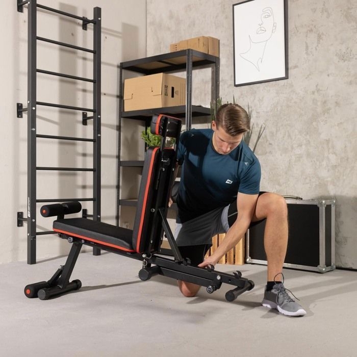 Banc De Musculation Multifonction Hop-Sport HS-1035 Avec Pupitre à Biceps, Presse à Jambes Et Expanders - Charge 220 Kg, Idéal Pour Maison