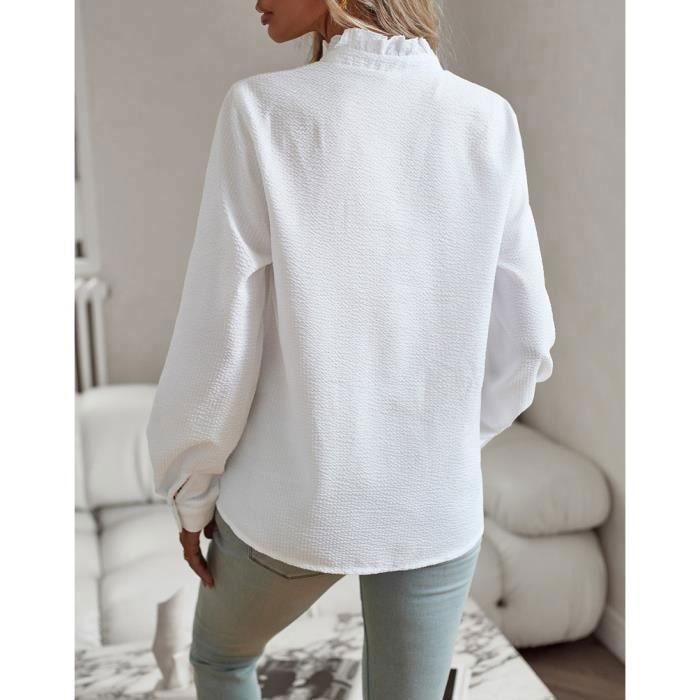 Chemisier Express Femme Taille M - Coupe Ample, Manches Volantes, Blanc - Occasion Très Bon état
