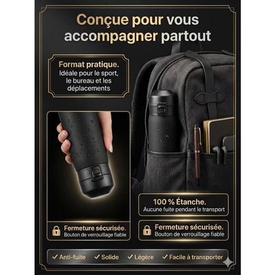 Gourde Aromatique A1r – 650 Ml, Tritan Sans BPA, 7 Dosettes Fruits, 0 Calorie, étanche, Avec Paille, Sport