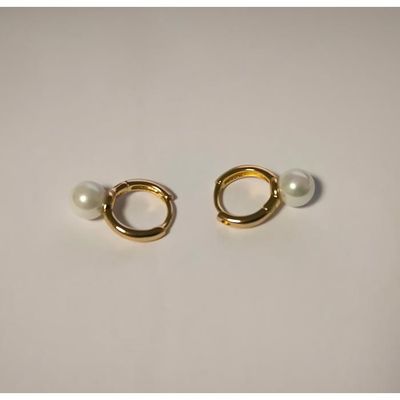 Boucles d'oreilles SATURNE or jaune 750 millièmes perles de culture 6 mm