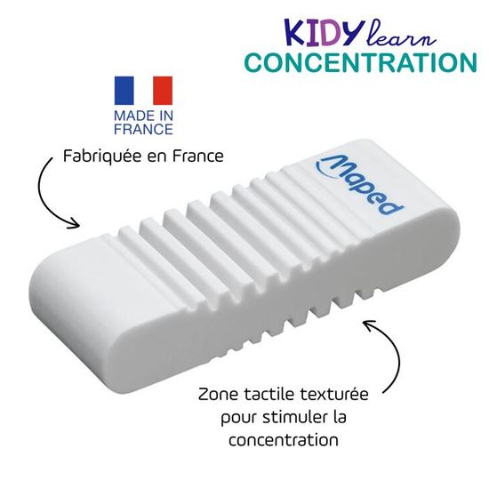 2 Gommes Blanches Maped Kidy Learn Concentration - Surface Texturée pour Aider à la Concentration des Enfants - Made in France - Beaux-Arts et Loisirs créatifs