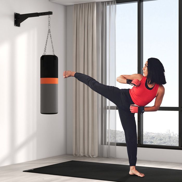 Support Mural Pour Sac De Boxe SPORTNOW – Réglable 45-65 Cm, Charge Max 60 Kg, Pivot 360°