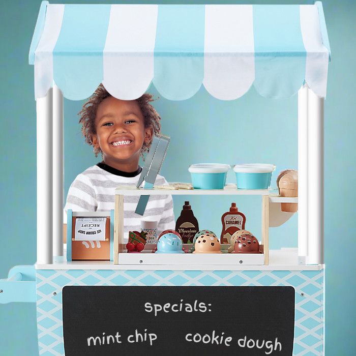 Mamabrum Chariot Salon De Glace En Bois 16 Pièces - Jouet Éducatif Enfants 3+ Avec Cônes Magnétiques Et Accessoires