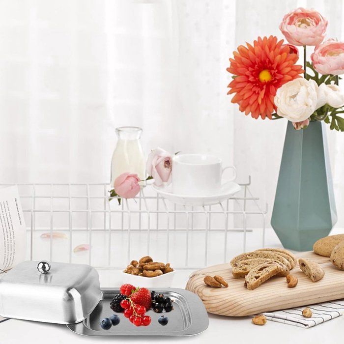 Beurrier En Acier Inoxydable Avec Couvercle Isotherme Kitchen Craft - Boîte De Rangement Pour Beurre Frais, 18.5 X 12.2 X 6.8 Cm