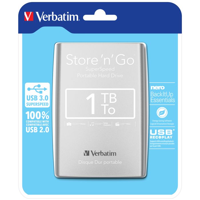 Disque Dur Externe Portable 1 To USB 3.0 - 5 Gbps, Ultra-mince, Compatible PC/Mac, Sauvegarde Données