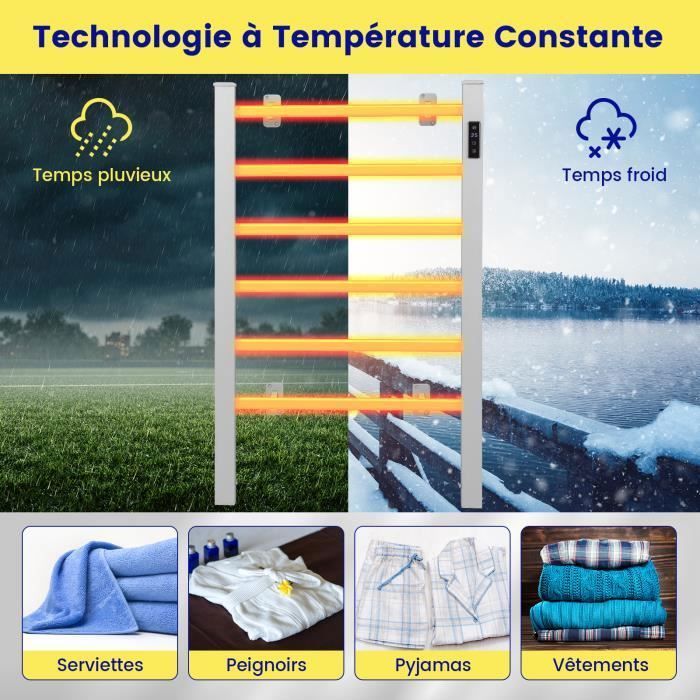 Sèche-Serviettes Électrique 30-60°C Avec 8 Barres En Acier Inoxydable Chauffe Serviettes 140w 88880906 Sèche-Serviettes Électrique 30-60°C Avec 8 Barres En Acier Inoxydable Chauffe Serviettes 140w 88880906