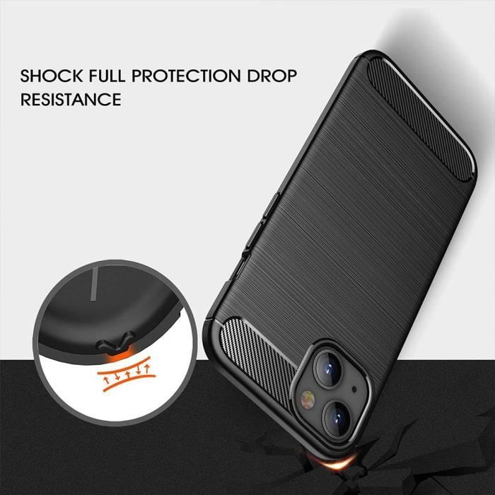 Coque IPhone 13 Mini En TPU Fibre De Carbone - Anti-choc - Noire - Neuf