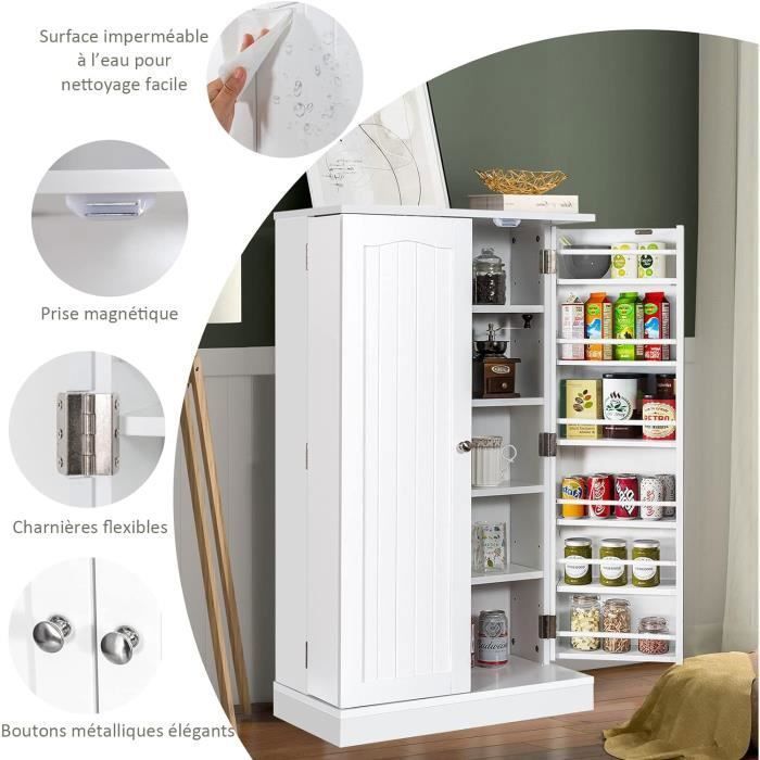 Buffet Cuisine Blanc Rustique 100x40x105 Cm - 3 Tiroirs, étagère Réglable, Style Campagne, MDF