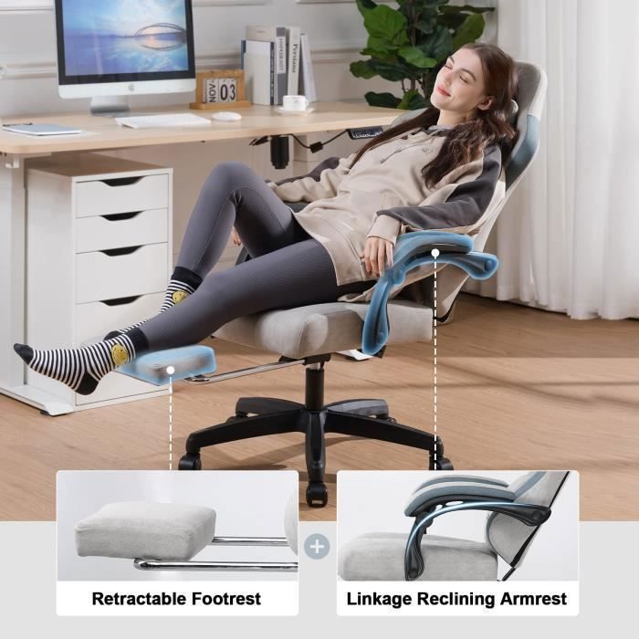 WOLTU Chaise Gaming Massante, Chaise Bureau Ergonomique, avec Coussin à Ressorts, Soutien WOLTU Chaise Gaming Massante, Chaise Bureau Ergonomique, avec Coussin à Ressorts, Soutien