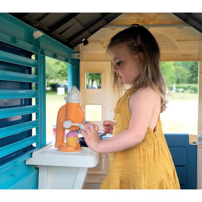 SMOBY - Maison Sweety Corner - Comptoir et espace de préparation - Machine à glaces - 18 accessoires inclus - Fabriqué en France - Jeux - Jouets