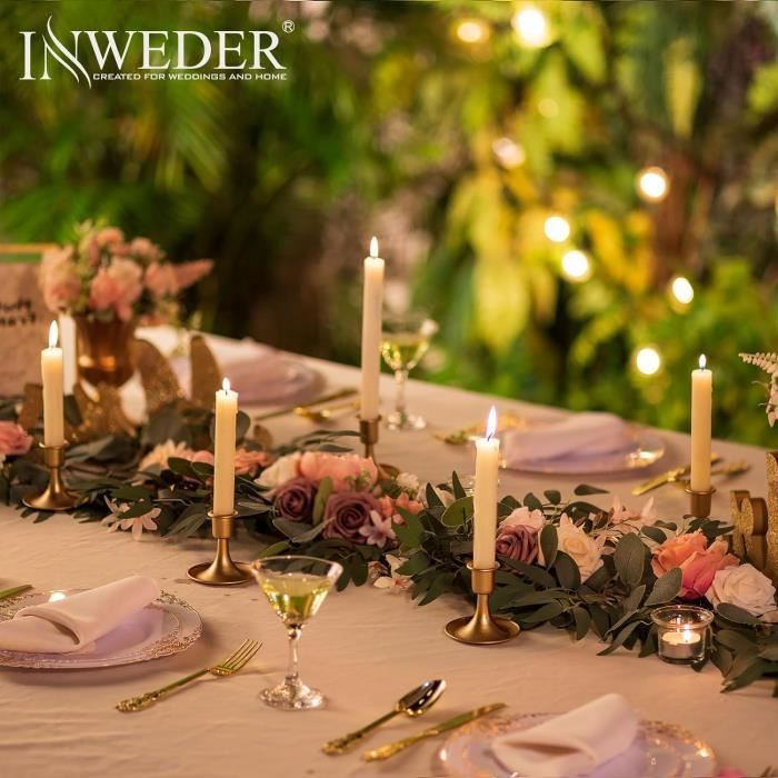 Lot De 3 Bougeoirs Dorés De 24 Cm En Métal - Bougeoirs à Tige