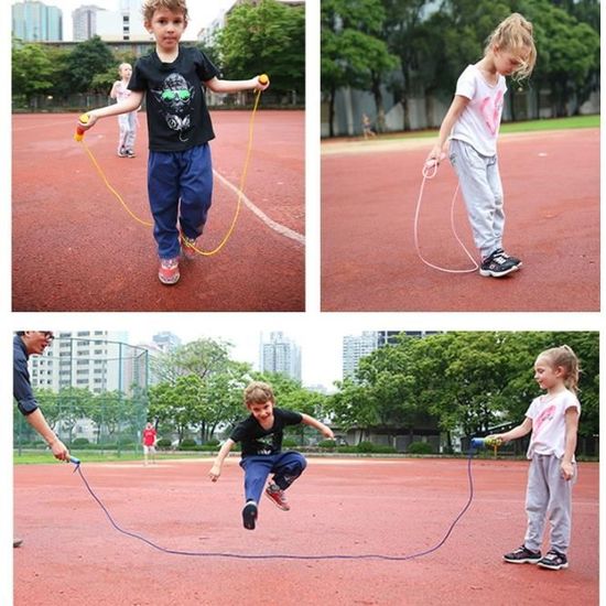 Corde à Sauter Enfants Arc-en-Ciel Réglable 250 Cm – Poignées En Bois Naturel, Idéale Pour Garçons Et Filles 4 à 10 Ans, Sport & Fun !