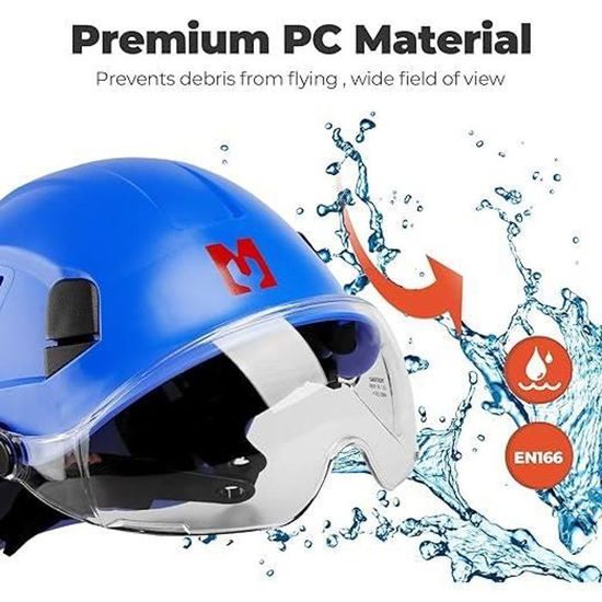 Mustbau Casque de Sécurité, Casques de Protection EN397 avec Coquilles Antibruit et Visière, 53 à 63 cm Tour de Tête Réglable, Matériau ABS Résistant pour Hommes Femmes - Blanc