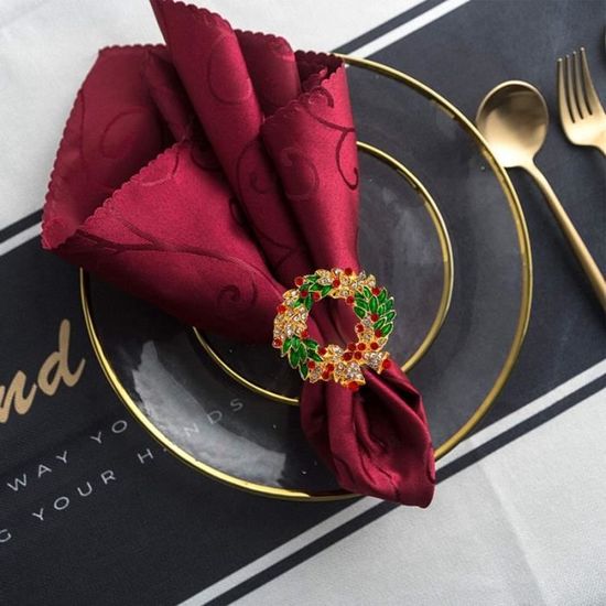 CHENYU 12 Pièces Ronds De Serviette De Noël 6cm Couronne De Noel De Décoration Chandelier DIY Réutilisable Décoration De Table Pour Fête De Mariage Noël Thanksgiving