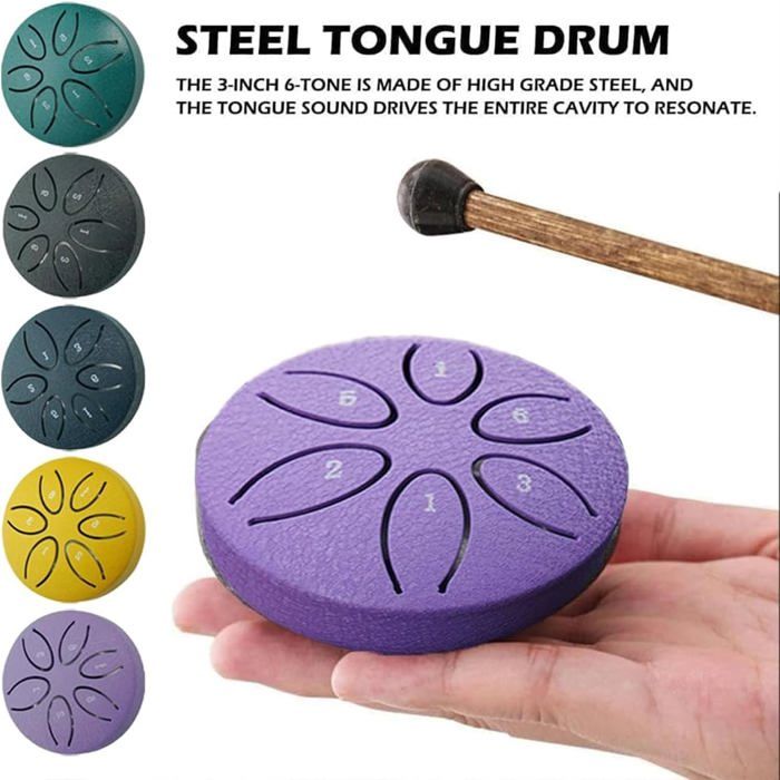 Tambour De Pluie Handpan Mi-ni – Instrument De Percussion 8 Tons En Acier, Pour Méditation, Yoga Ou Initiation Musicale