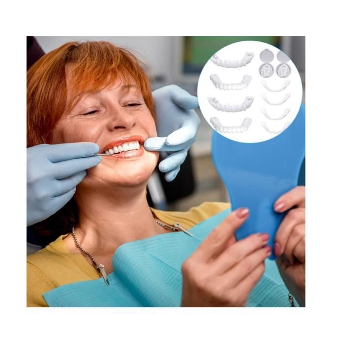 2 Paires Prothèse Dentaire Cosmétique,Fausse Dent Naturel a Poser, Dentier Sourire Parfait