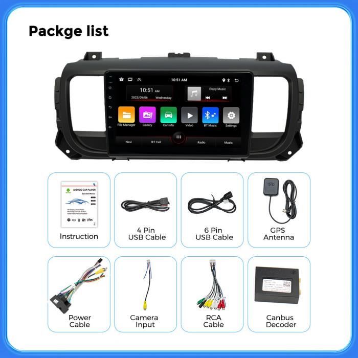 Autoradio Peugeot Expert Et Traveller De 2016 à 2024 Bluetooth Carplay Camera De Recul