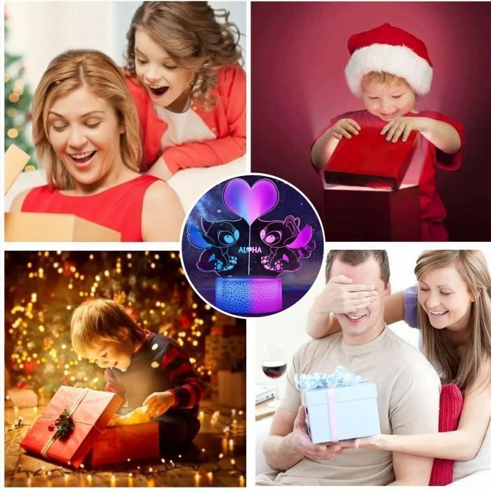 Veilleuse Stitch 3D LED KENLUMO - 16 Couleurs, Télécommande, Idéal Cadeau Noël
