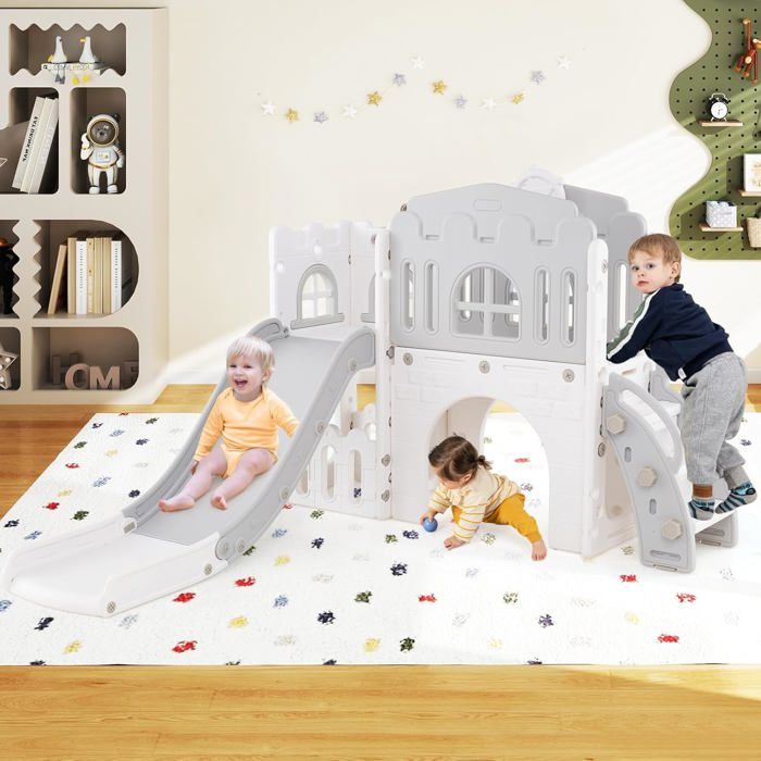 Toboggan 9-en-1 Pour Enfants 1+ Ans – HDPE, Panier De Basket, Tunnel, Rangement, Jusqu’à 30 Kg