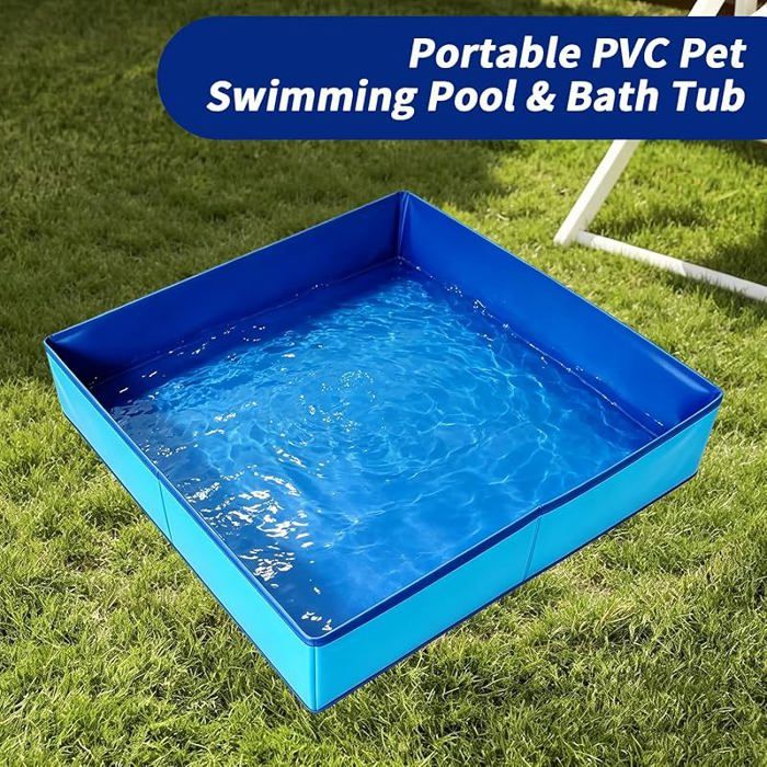 Piscine pliable pour chien et chat - En PVC antidérapant - Avec valve de vidange d'eau - Pour chiens et chats - Baignoire pour petits animaux de
