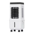 Climatiseur évaporatif mobile blanc compact avec télécommande, ventilateur rafraîchisseur domestique à réservoir d'eau et roulettes