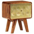 Table De Chevet Bois De Sesham Solide Imprime Dore 49x40x30 Cm
