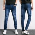 FUNMOON Jeans Hommes skinny mode Respirant Élasticité Slim Pantalon crayon-0