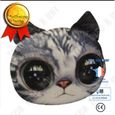 TD® Drôle 3D Cat Imprimer Coussin Coussin créatif mignon poupée en peluche cadeau Home  Tapis de chat souple   Couleur: chaton gris-0