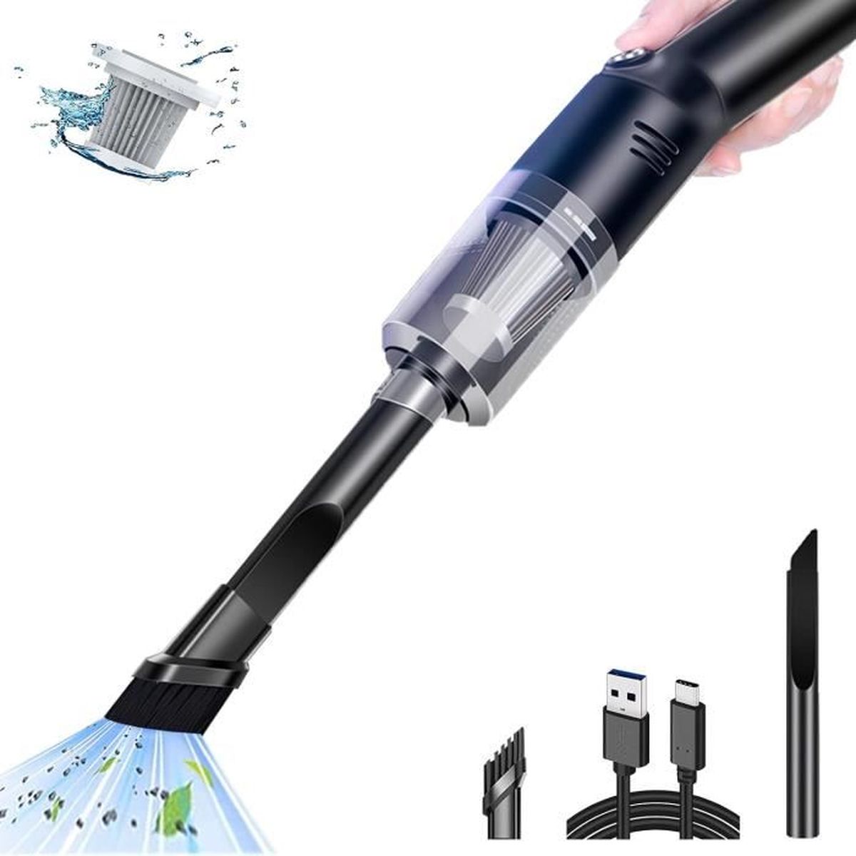 Aspirateur Main Sans Fil Anktel 14,8V - 9700PA Puissant - Autonomie 25min - Filtre Lavable