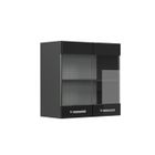 Vicco meuble de cuisine haut vitré R-Line, Noir Haute brillance, 60 cm
