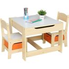 ALIGHTUP 3 en 1 Ensemble de table et chaises enfant, avec 2 Face et 2 Boîtes de Rangement - 61.5x61.5x48cm
